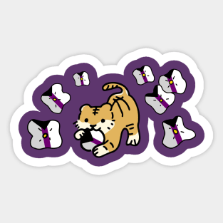 Demisexual Flag of Cute Tiger with Flower Drop Sticker